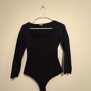 Free People Black Long Sleeve Bodysuit